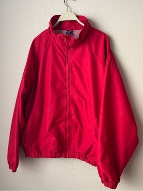 Lands End Unisex Regular Size XL(46-48) Red Zip Up Windbreaker Jacket 100% Nylon